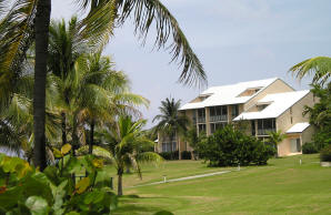 A view of the beachfront building where Caribbean Breeze is located.